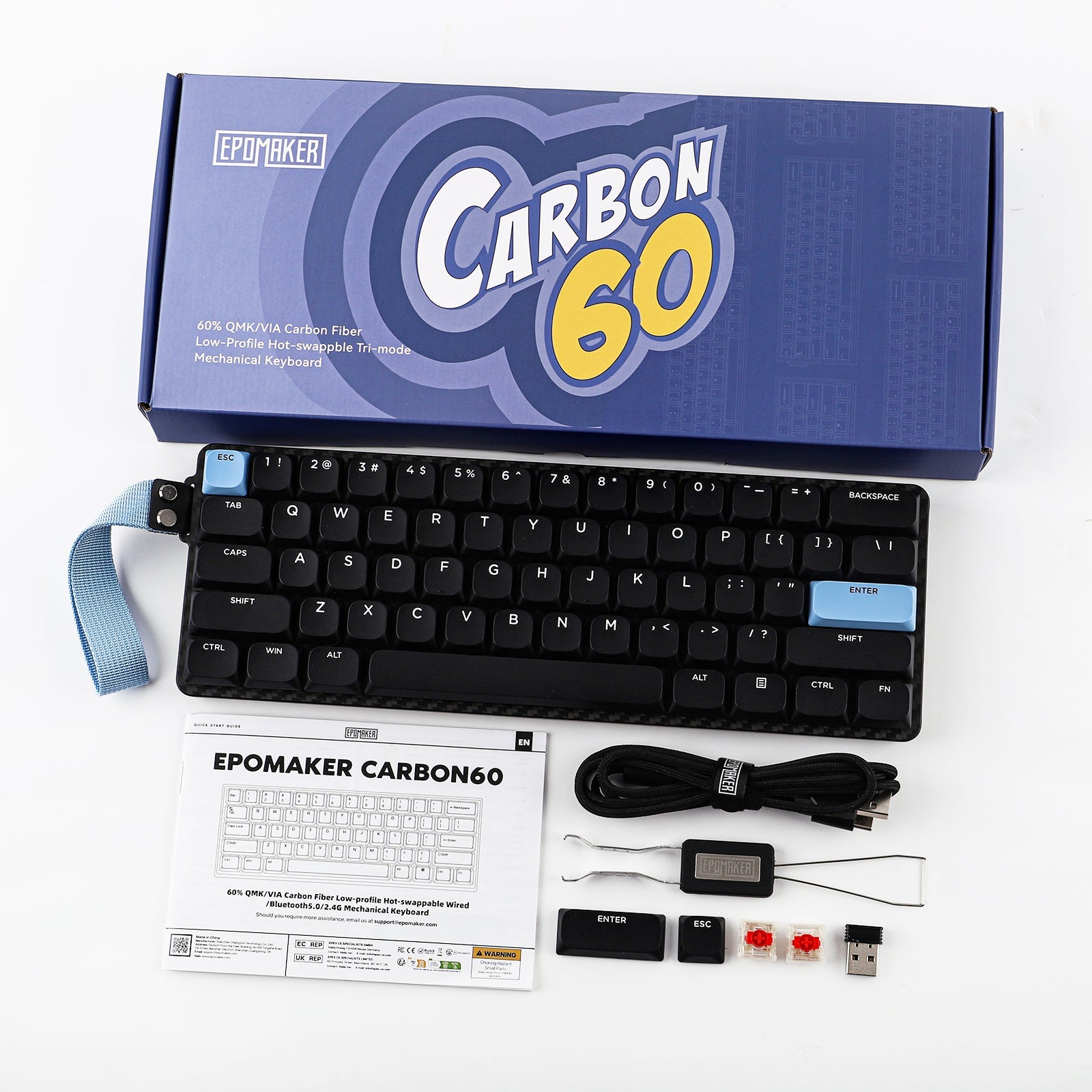 EPOMAKER Carbon 60 ゲーミングメカニカルキーボード Epomaker Carbon60 レビュー】カーボンデザインが映える！高級感